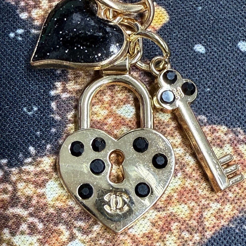 CC Gold and Black Heart Key Holder/bag charm